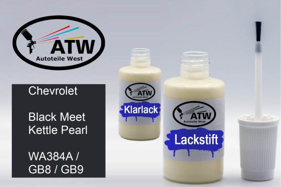 Chevrolet, Black Meet Kettle Pearl, WA384A / GB8 / GB9: 20ml Lackstift + 20ml Klarlack - Set, von ATW Autoteile West.